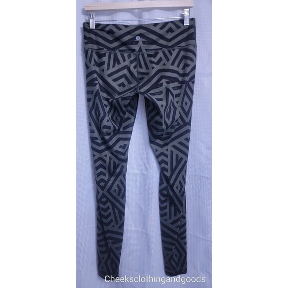Lululemon 10 Wunder Under Leggings Luxtreme Chevron Shuffle Fatigue Green Black - Picture 4 of 7